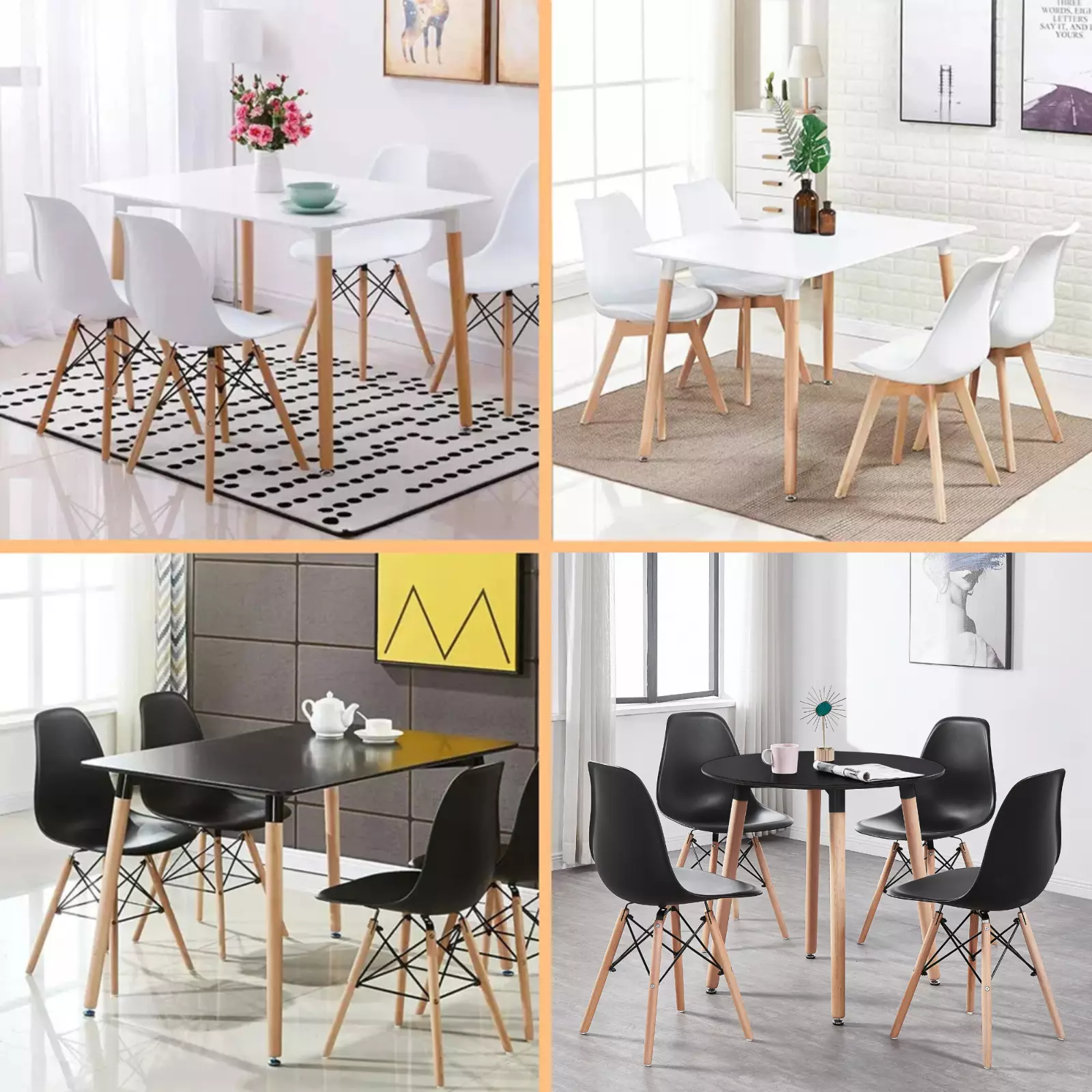 Dining Table and Chairs Set Modern Table and 4 Cha